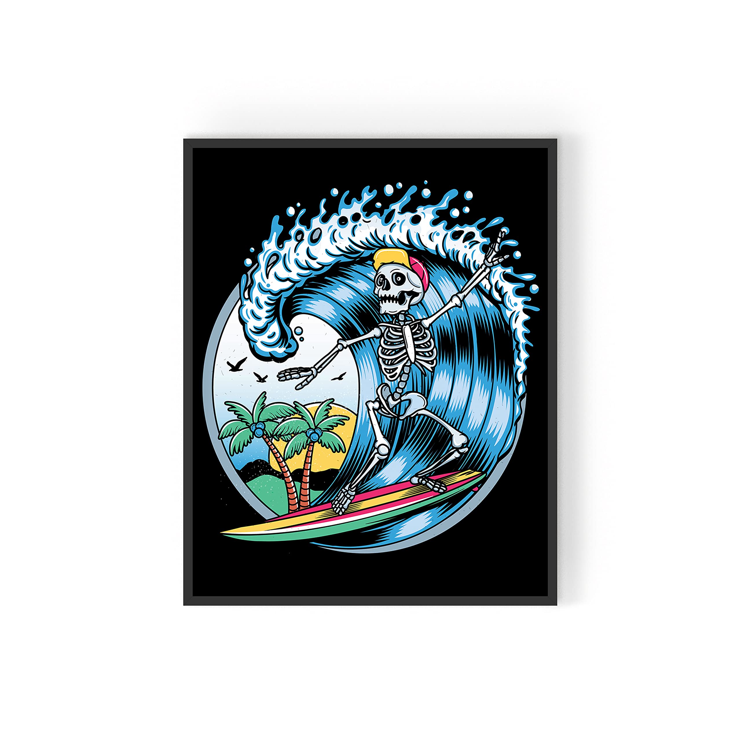 アート・デザイン・音楽 surf surf Amazon.com: Surfing Skeleton Wall Art Print - Single 11x14